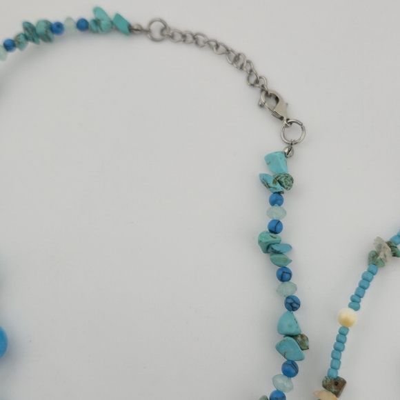 Lot 2 Turquoise Color Beaded Necklaces Multi Strand Southwestern Style Set - Picture 5 of 7